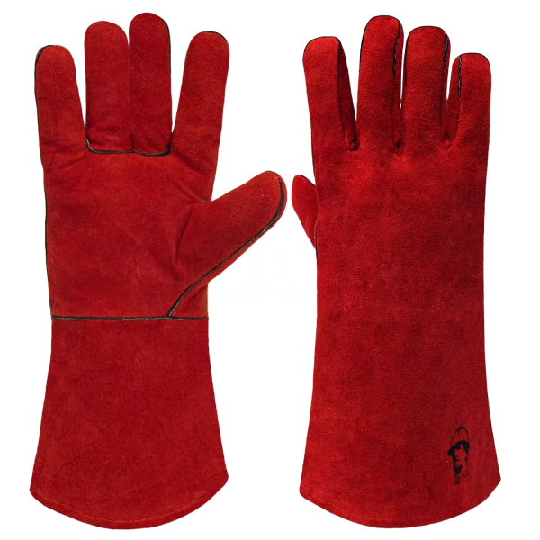 Краги спилковые РОСМАРКА пятипалые на подкладке (красные)