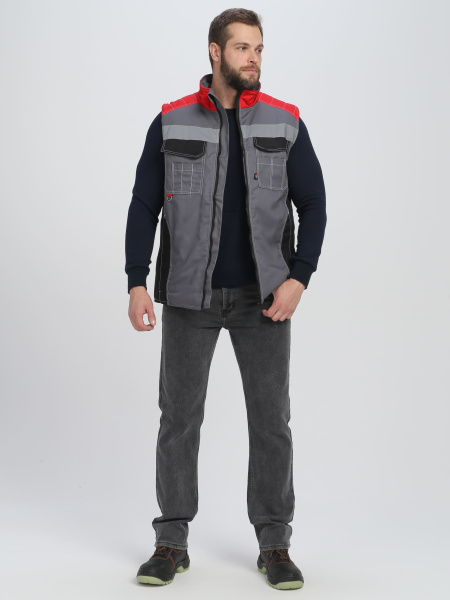 Жилет ВЕКТРОН СОП зимний (серый/черный/красный)