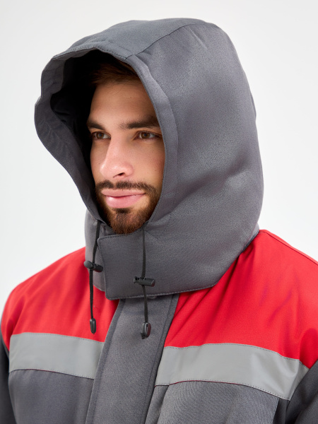 Костюм ТРУЖЕНИК-УЛЬТРА-1 СОП зимний с БР (т.серый/красный)