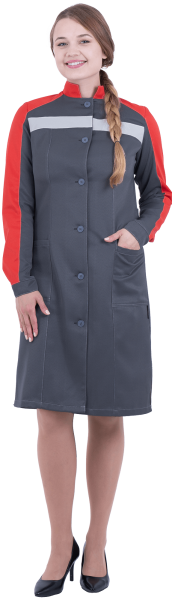 Халат РОУД женский (серый/красный)