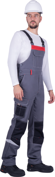 Полукомбинезон ТУРБО SAFETY (серый/чёрный/красный)