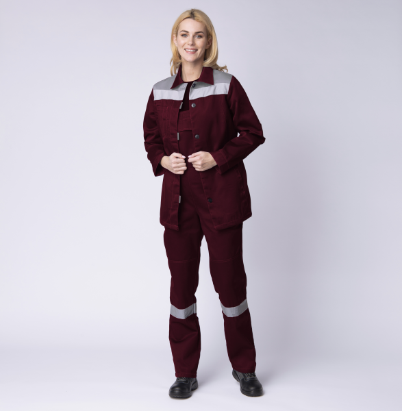 Костюм женский Весна-2 СОП NEW, п/к, бордовый/серый
