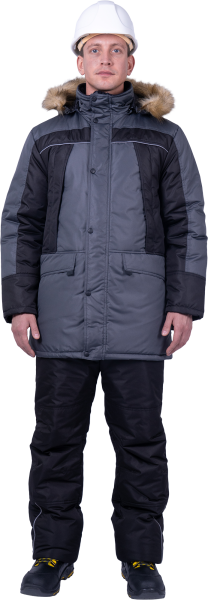 Куртка СКАНДИНАВИЯ ЛЮКС зимняя (серый/чёрный)