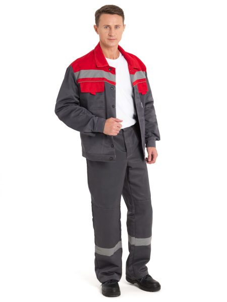 Костюм НОВА с СОП, с БР (серый/красный)