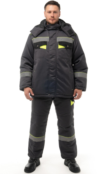 Костюм КОРВЕТ зимний с БР 4 класс (т.серый/черный/лимон)