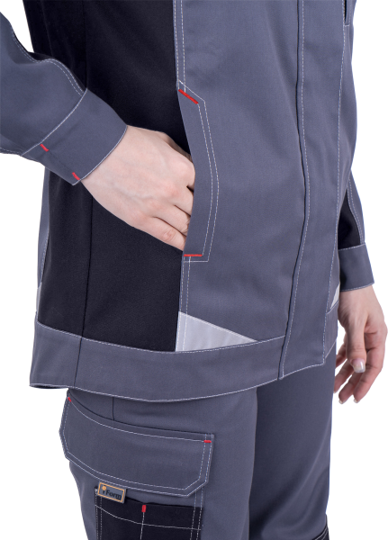 Куртка ТУРБО SAFETY женская (серый/чёрный/красный)