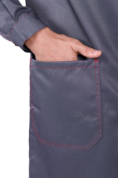 Халат КМ-10 ЛЮКС (серый/красный)