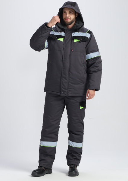 Костюм ХОВАРД зимний с ПК (т.серый/черный/лимонный)
