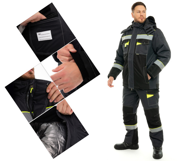 Костюм ОРЕГОН-МЕМБРАНА зимний с БР (т. серый/черный/лимонный)