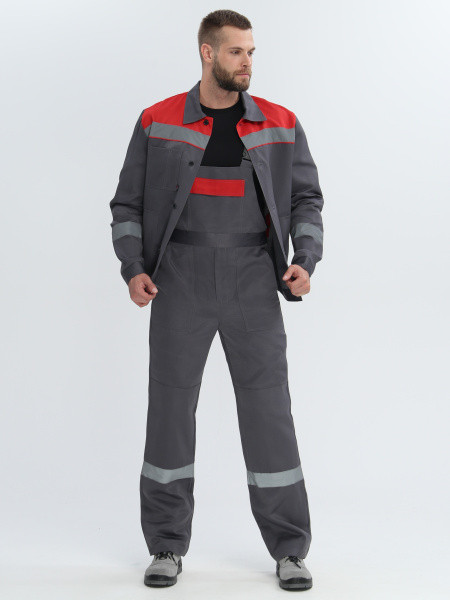 Костюм ЛИГОР-2 СОП с ПК (т.серый/красный)