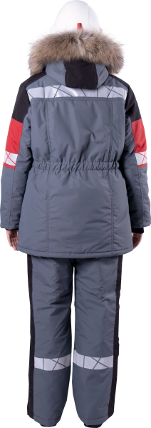 Куртка ХАЙ-ТЕК SAFETY зимняя женская (серый/чёрный/красный)