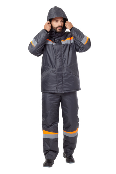 Костюм КОМФОРТ зимний с ПК (т.серый/оранжевый)