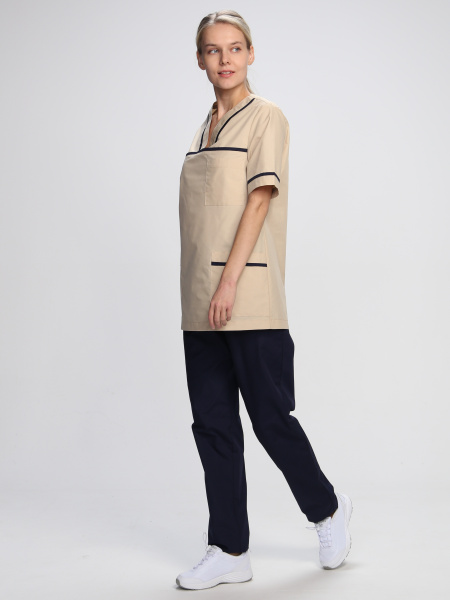 Костюм ИРИС женский с БР (бежевый/т.синий)