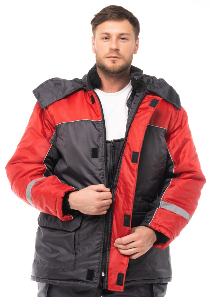 Костюм БАЛТИКА зимний с ПК (т.серый/красный)
