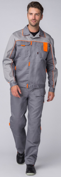 Костюм ДРАГА-1 с БР (серый/св.серый/оранжевый)