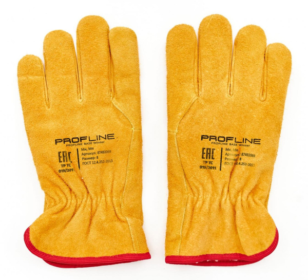 Перчатки PROFLINE BASE спилковые зимние (желтый)