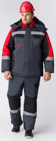 Костюм ВЕКТРОН-2 СОП IMP зимний с ПК (серый/черный/красный)