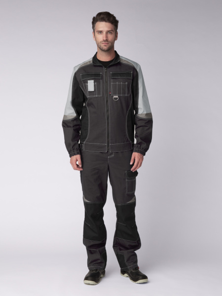 Костюм ВЕКТРОН-2 с ПК (т.серый/св.серый/черный)