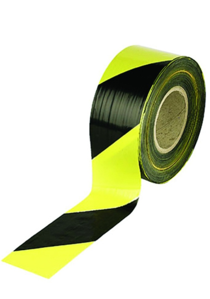 Лента оградительная черная с желтым 75 ш. (1х250)