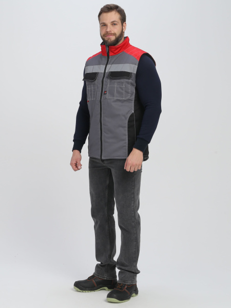 Жилет ВЕКТРОН СОП зимний (серый/черный/красный)