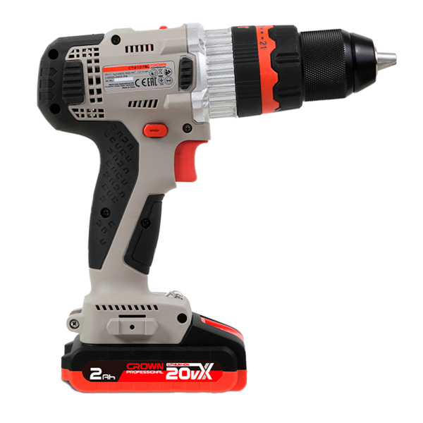 Аккумуляторный ударный шуруповерт CROWN CT21075HMX-2 BMC 20В B3+ 2х2.0Ач 400/1500об/мин