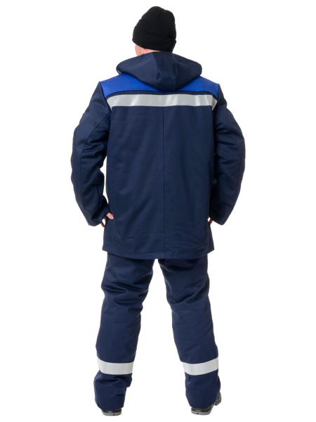 Костюм огнестойкий ПРЕМИУМ утепленный 2 кл. х/б с БР (т.синий/василек)
