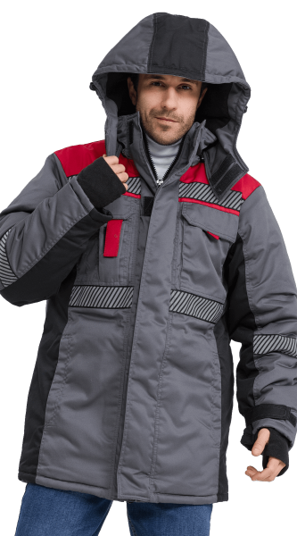 Куртка RONTA KR585 зимняя с СОП (т.серый/красный/черный)