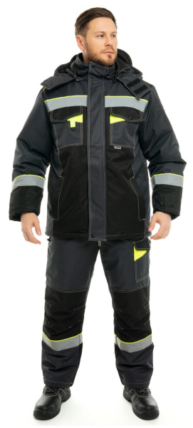 Костюм ОРЕГОН-МЕМБРАНА зимний с БР (т. серый/черный/лимонный)