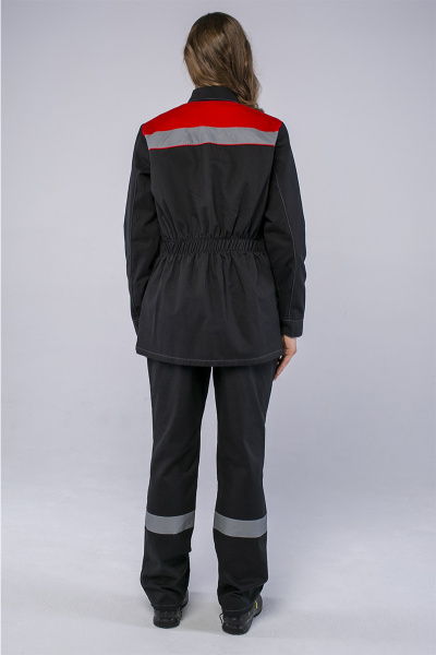 Костюм женский Смена, брюки, т.серый/красный