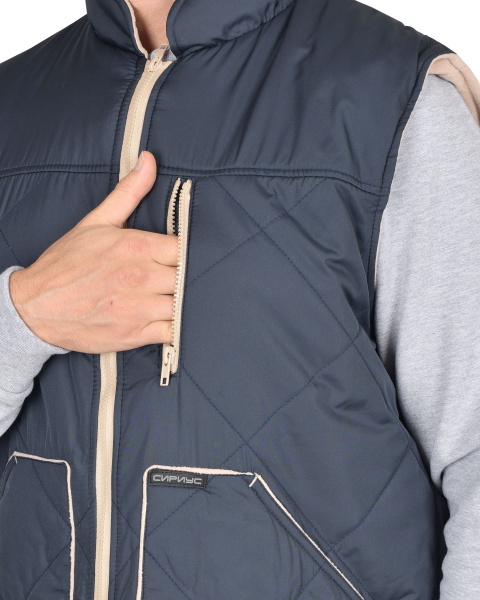 Жилет СИРИУС-ЕВРОПА удлиненный зимний (сине-серый)