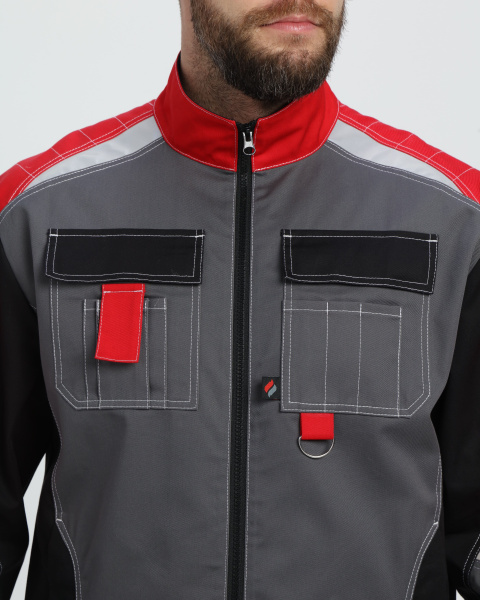 Костюм ВЕКТРОН-1 СН МВО с БР (серый/черный/красный)