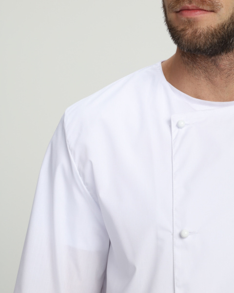 Костюм повара ШЕФ-2 (белый/черный/принт-клетка)