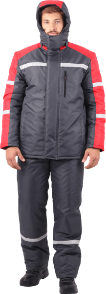 Костюм РОУД зимний с ПК (т.серый/красный)