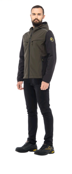 Куртка ТАЙМ софтшелл с капюшоном (хаки/черный)