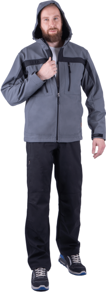 Куртка СОФТШЕЛЛ (серый/черный)