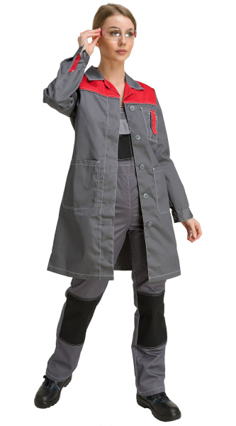 Халат RONTA HL101 женский (т.серый/красный)