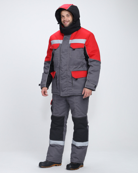 Костюм ЗИМНИК зимний с ПК (т.серый/черный/красный)