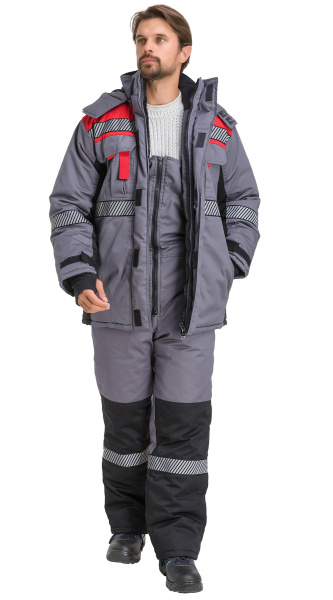 Куртка RONTA KR581 зимняя с СОП (т.серый/красный/черный)
