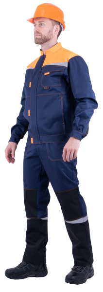 Костюм КМ-10 ЛЮКС с ПК (т.синий/оранжевый)