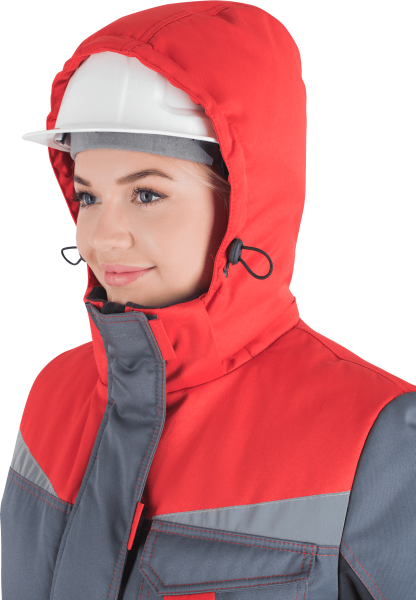 Костюм КМ-10 ЛЮКС жен. зимний c БР (серый/красный)