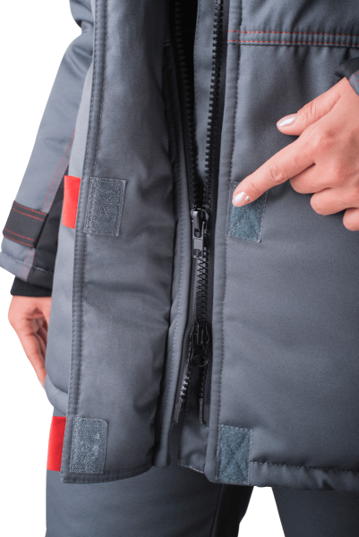 Костюм КМ-10 ЛЮКС жен. зимний c БР (серый/красный)