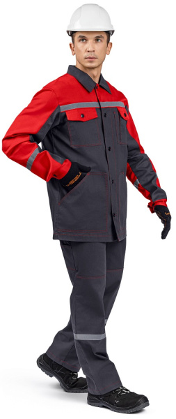 Костюм ВОЛГА с ПК (т.серый/красный)