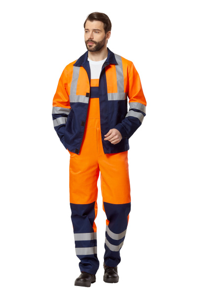 Костюм сигнальный с ПК (оранжевый/т.синий)