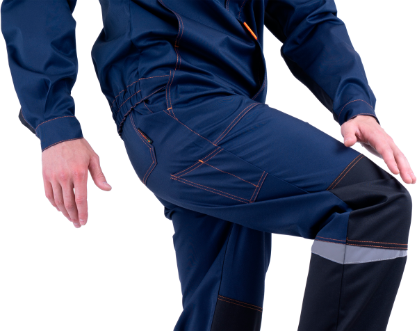 Костюм КМ-10 ЛЮКС с ПК (т.синий/оранжевый)