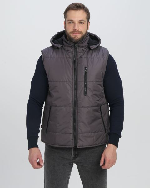 Жилет РЕЗКО зимний с капюшоном (т.серый)