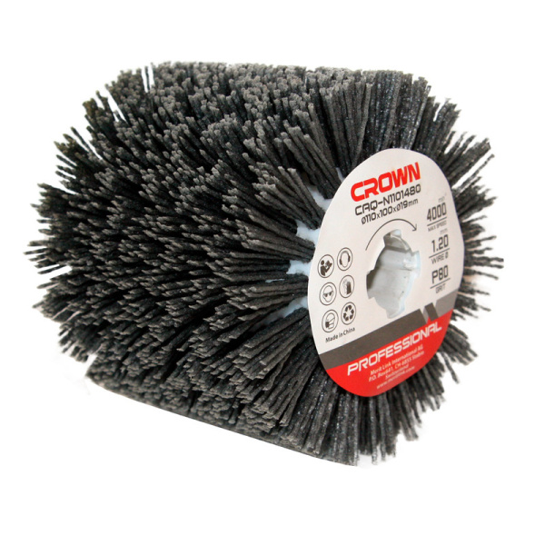 Нейлоновая щетка CROWN CAQ-N1101480 нейлон зернистость P80 диаметр проволоки 1,2мм