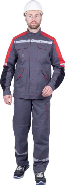 Куртка ХАЙ-ТЕК SAFETY (серый/чёрный/красный)