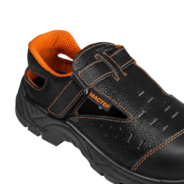 Полуботинки МАСТЕР ПУ кожаные с перфорацией с МП (черный/оранжевый)