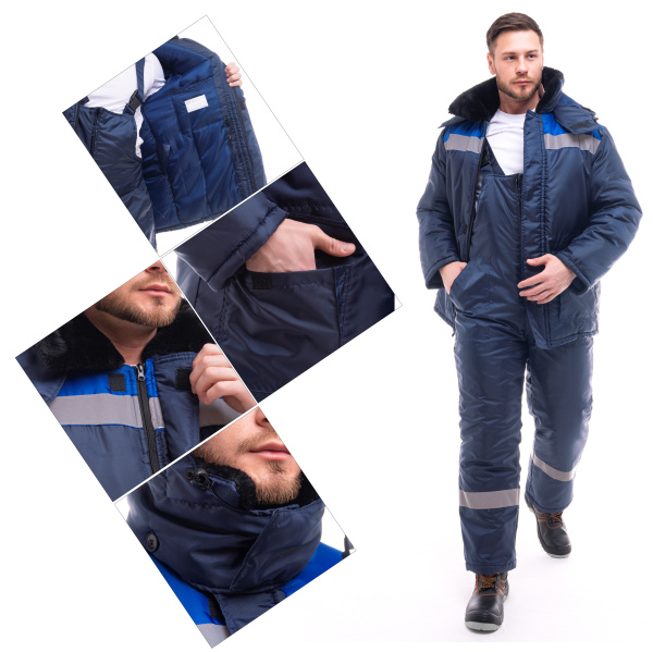 Костюм СТАНДАРТ ОКСФОРД зимний с СОП с ПК (т.синий/васильковый)