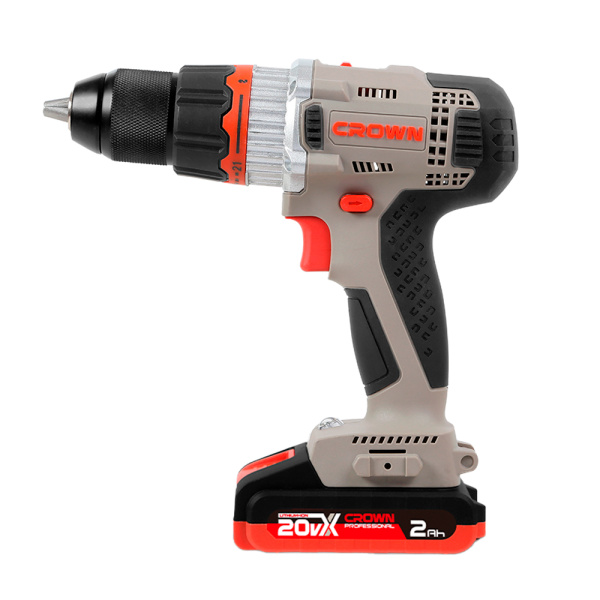 Аккумуляторный шуруповерт CROWN CT21076HMX-2 BMC 20В B3+ 2х2.0Ач 400/1500об/мин